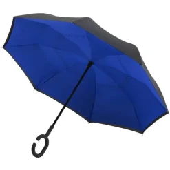 Windproof Umbrellas|Upside Down Umbrella-Umbrella Heaven Black and Blue C Handle Inside Out Umbrella