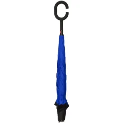 Windproof Umbrellas|Upside Down Umbrella-Umbrella Heaven Black and Blue C Handle Inside Out Umbrella