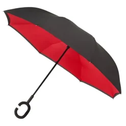 Upside Down Umbrella|Novelty Umbrellas-Umbrella Heaven Black and Red Reverse Umbrella Inside Out Double Canopy