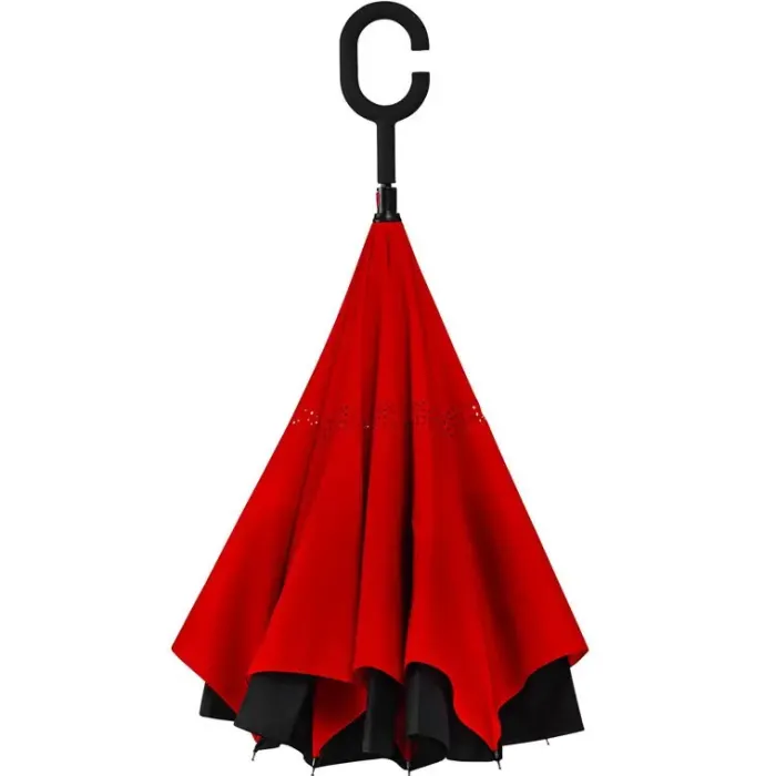 Upside Down Umbrella|Novelty Umbrellas-Umbrella Heaven Black and Red Reverse Umbrella Inside Out Double Canopy