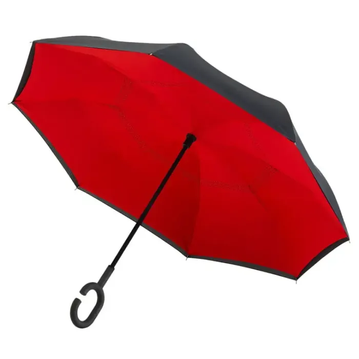 Upside Down Umbrella|Novelty Umbrellas-Umbrella Heaven Black and Red Reverse Umbrella Inside Out Double Canopy
