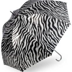 UV Protection Walking Umbrellas|Animal, Birds & Butterfly Art-Umbrella Heaven Black and Silver Zebra Print Umbrella – UV Protective MetallicSilver