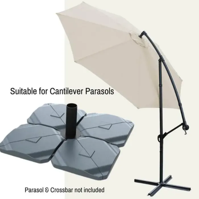 Umbrella / Parasol Bases|Garden Parasols-Umbrella Heaven Cantilever Parasol Base Tiles – water/sand fillable, 80kg (4 Slabs)