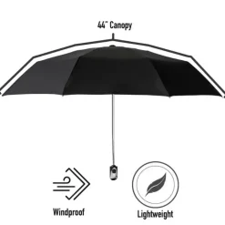 Mens Folding Umbrellas|Ladies Compact-Umbrella Heaven City Compact SILVER Auto Open and Close Umbrella Black