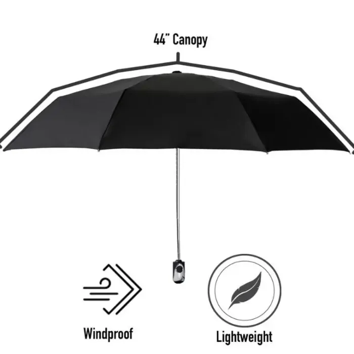Mens Folding Umbrellas|Ladies Compact-Umbrella Heaven City Compact SILVER Auto Open and Close Umbrella Black
