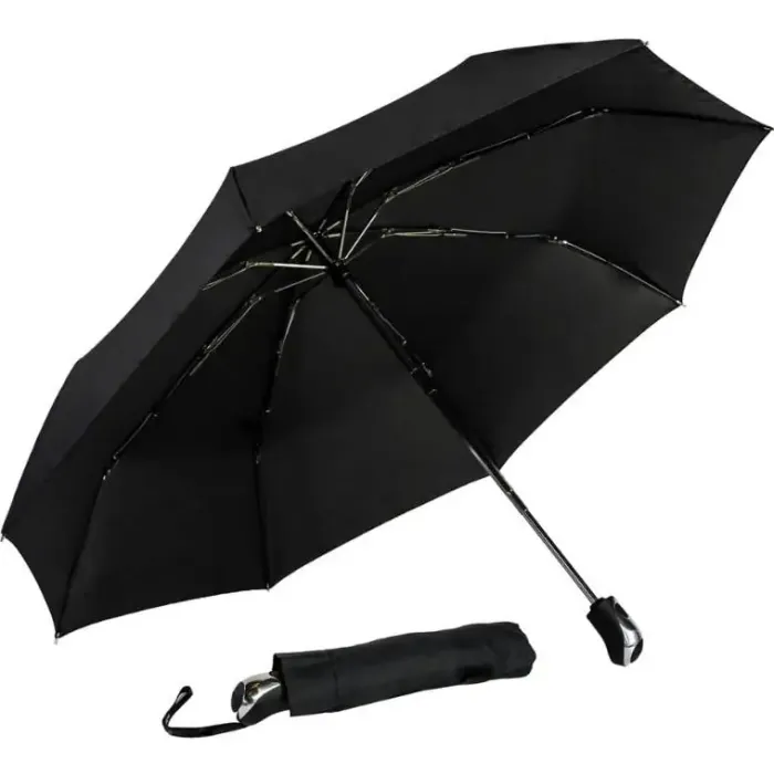 Mens Folding Umbrellas|Ladies Compact-Umbrella Heaven City Compact SILVER Auto Open and Close Umbrella Black