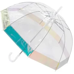 Bridal Umbrellas|Kids Dome Umbrella-Umbrella Heaven Dome Umbrella With Iridescent Border Clear