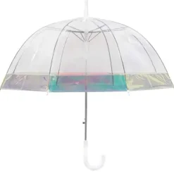 Bridal Umbrellas|Kids Dome Umbrella-Umbrella Heaven Dome Umbrella With Iridescent Border Clear