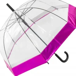Dome Umbrellas|Ladies Walking-Umbrella Heaven Clear Dome Umbrella with Metallic Border – choice of 3 colours