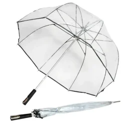 Golf Umbrellas|Golf Umbrellas-Umbrella Heaven Clear Golf Umbrella – See Through Deluxe Black Golf Sized Umbrella