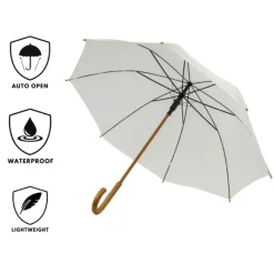 Bridal Umbrellas-Umbrella Heaven Crook Handle Wood Stick Wedding Umbrella White