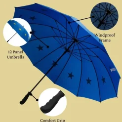 Windproof Golf Umbrellas|Golf Umbrellas-Umbrella Heaven European Union EU Flag Umbrella Blue