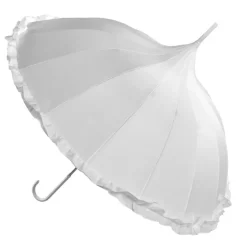 Bridal Umbrellas|Ladies Vintage Umbrellas-Umbrella Heaven Frilled Pagoda White