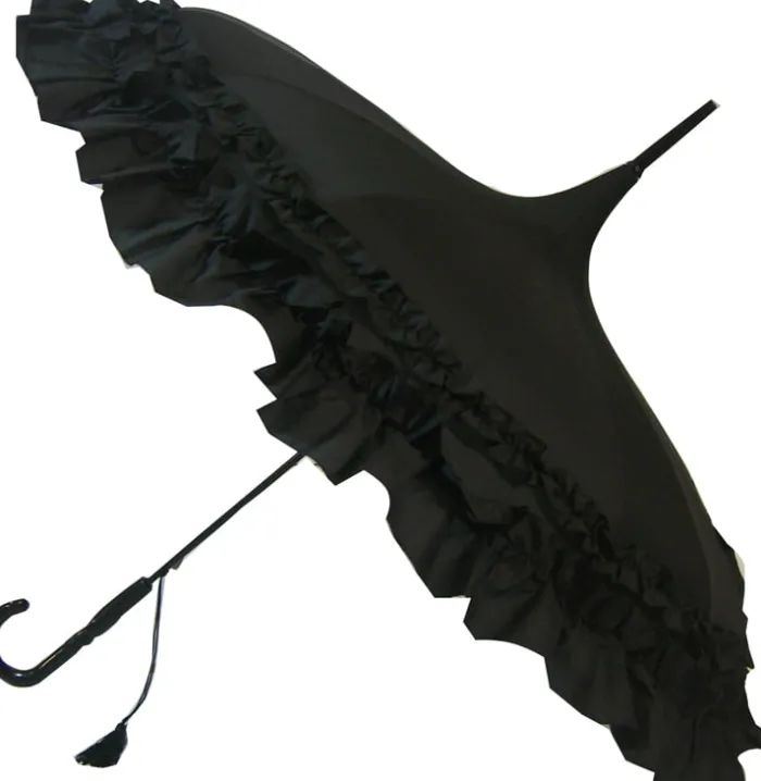 Frilly Umbrellas|Frilly Umbrellas-Umbrella Heaven GiGi Double Frill Pagoda Umbrella Black