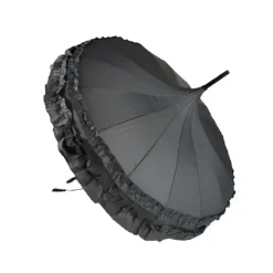 Bridal Umbrellas|Ladies Vintage Umbrellas-Umbrella Heaven GiGi Double Frill Pagoda Umbrella Grey