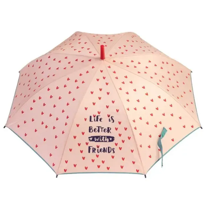 Girls Umbrellas-Umbrella Heaven Girls Pink Umbrella – Heart Print