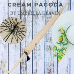Bridal Umbrellas|Special Offers-Umbrella Heaven Ivory Cream Oriental Pagoda Umbrella