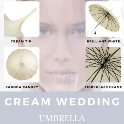 Bridal Umbrellas|Special Offers-Umbrella Heaven Ivory Cream Oriental Pagoda Umbrella