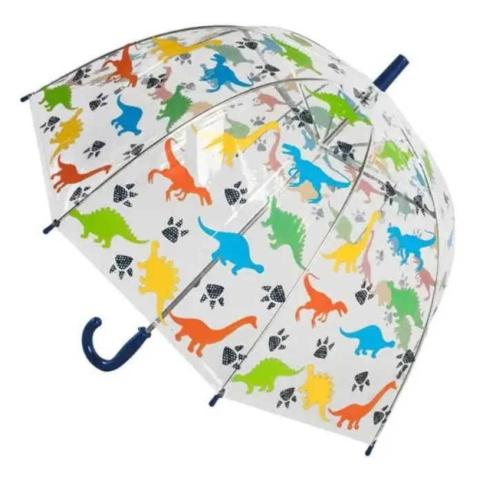 Kids Dome Umbrella|Girls Umbrellas-Umbrella Heaven Kids Dinosaur PVC Dome Umbrella Clear