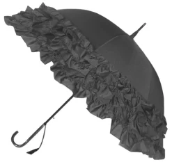 Ladies Vintage Umbrellas|Ladies Vintage Umbrellas-Umbrella Heaven LuLu Frilly Umbrella Parasol Grey