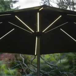 UV Protection Garden Parasols|Garden Parasols-Umbrella Heaven 2.7m Solar Parasol Aluminium with LED Lights & On / Off Button
