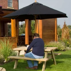 Garden Parasols|Beach Parasols-Umbrella Heaven 2.5m Wood Pulley Parasol UV 50+ choice of 10 colours