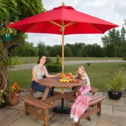 Garden Parasols|Beach Parasols-Umbrella Heaven 2.5m Wood Pulley Parasol UV 50+ choice of 10 colours
