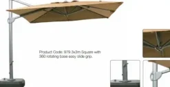 UV Protection Garden Parasols|Garden Parasols-Umbrella Heaven 3m x 3m Premium Parasol Square Cantilever