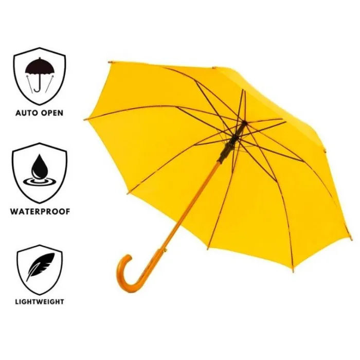 Ladies Walking-Umbrella Heaven Mustard Wood Stick Umbrella Yellow