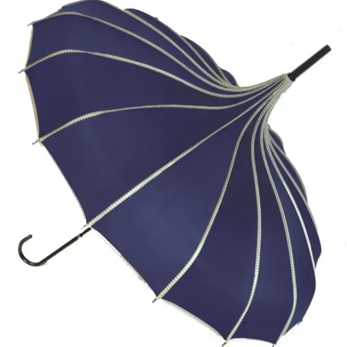 Bridal Umbrellas|Ladies Vintage Umbrellas-Umbrella Heaven Navy Pagoda Princess Umbrella