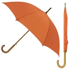 Mens Walking Umbrellas|Ladies Walking-Umbrella Heaven Wood Stick Umbrella Orange