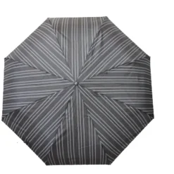 Mens Designer Umbrellas|Mens Folding Umbrellas-Umbrella Heaven Pinstripe Compact Umbrella with Crook Handle – VOGUE GreyStripes