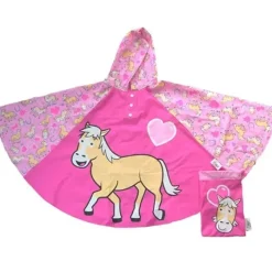 Children’s Raincoats & Ponchos|Kids Dome Umbrella-Umbrella Heaven PONY Design Childrens Pink Rain Poncho