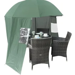 Garden Parasols|Beach Parasols-Umbrella Heaven Portable UV Parasol with Zip On Windbreak – “SheltaShade” – 2.2m Standard or 3m XL Green