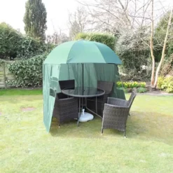 Garden Parasols|Beach Parasols-Umbrella Heaven Portable UV Parasol with Zip On Windbreak – “SheltaShade” – 2.2m Standard or 3m XL Green