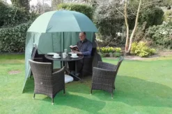 Garden Parasols|Beach Parasols-Umbrella Heaven Portable UV Parasol with Zip On Windbreak – “SheltaShade” – 2.2m Standard or 3m XL Green