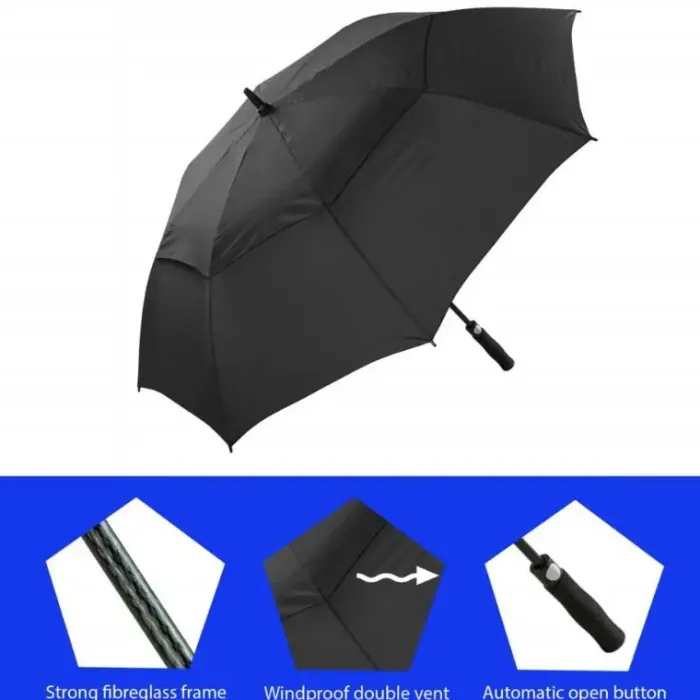 Golf Umbrellas|Windproof Golf Umbrellas-Umbrella Heaven Premium Golf Umbrella – Vented – Windproof – Auto-Open Black