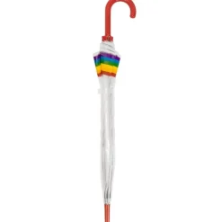 Mens Walking Umbrellas|Dome Umbrellas-Umbrella Heaven Rainbow Dome Umbrella – Clear Dome Umbrella with Rainbow Border – Adult Size