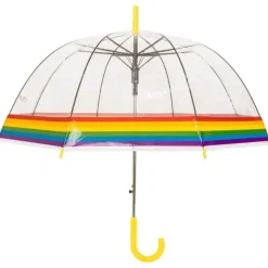 Mens Walking Umbrellas|Dome Umbrellas-Umbrella Heaven Rainbow Dome Umbrella – Clear Dome Umbrella with Rainbow Border – Adult Size