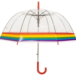 Mens Walking Umbrellas|Dome Umbrellas-Umbrella Heaven Rainbow Dome Umbrella – Clear Dome Umbrella with Rainbow Border – Adult Size