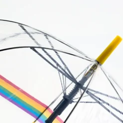 Mens Walking Umbrellas|Dome Umbrellas-Umbrella Heaven Rainbow Dome Umbrella – Clear Dome Umbrella with Rainbow Border – Adult Size
