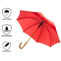 Ladies Walking-Umbrella Heaven Wood Stick Umbrella Red