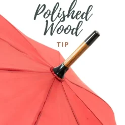 Ladies Walking-Umbrella Heaven Wood Stick Umbrella Red