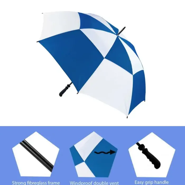 Golf Umbrellas|Windproof Golf Umbrellas-Umbrella Heaven Royal Blue & White Vented Golf Umbrella – Windproof