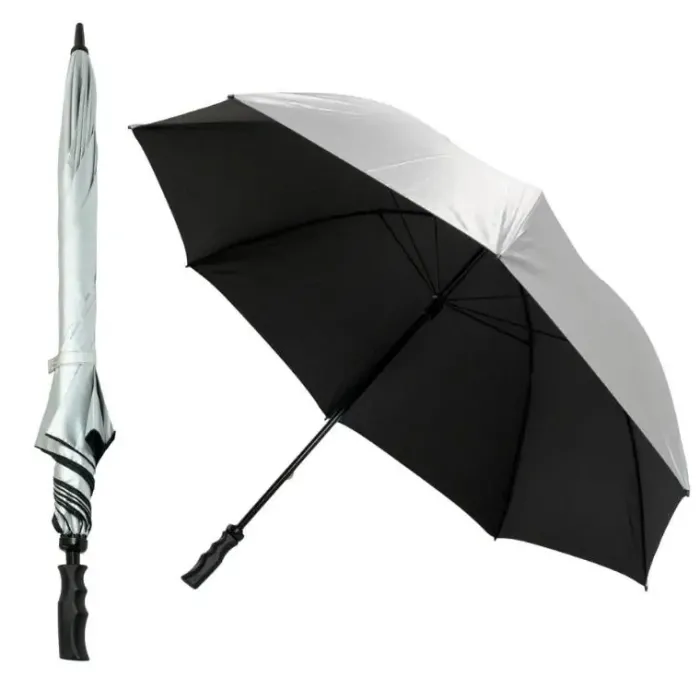 Windproof Golf Umbrellas|Golf Umbrellas-Umbrella Heaven back UV Golf Umbrella Silver