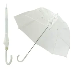 Bridal Umbrellas|Dome Umbrellas-Umbrella Heaven Vision Clear White Trim Dome Umbrella