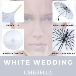 Bridal Umbrellas|Pagoda Umbrellas-Umbrella Heaven Oriental Pagoda Umbrella White