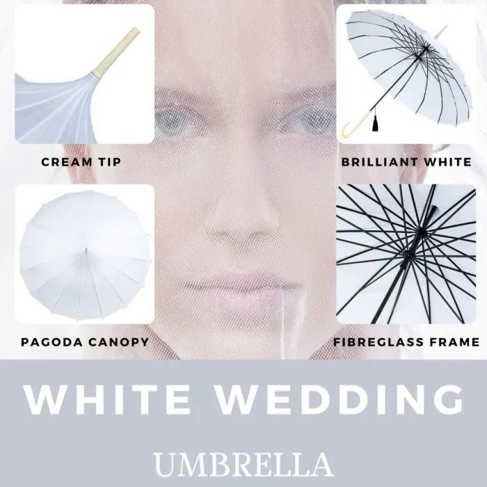 Bridal Umbrellas|Pagoda Umbrellas-Umbrella Heaven Oriental Pagoda Umbrella White