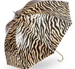 UV Protection Walking Umbrellas|Animal, Birds & Butterfly Art-Umbrella Heaven Zebra Print Umbrella – Black and – UV Protective Gold