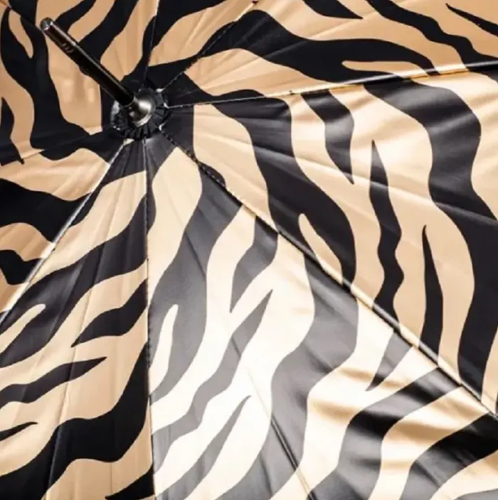 UV Protection Walking Umbrellas|Animal, Birds & Butterfly Art-Umbrella Heaven Zebra Print Umbrella – Black and – UV Protective Gold